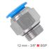 Pu Fitting Str. Stud W/o-ring 12mm-3/8' M